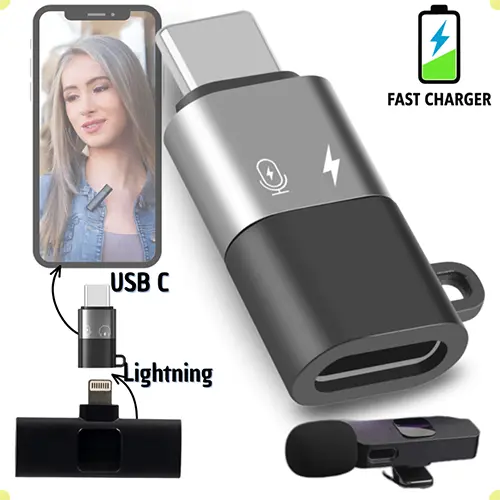 Adaptador Microfone Lapela Lightning / USB-C