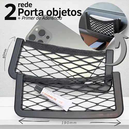 2 Porta Objetos Organizador Multiuso com Rede Elástica Automotivo Carro